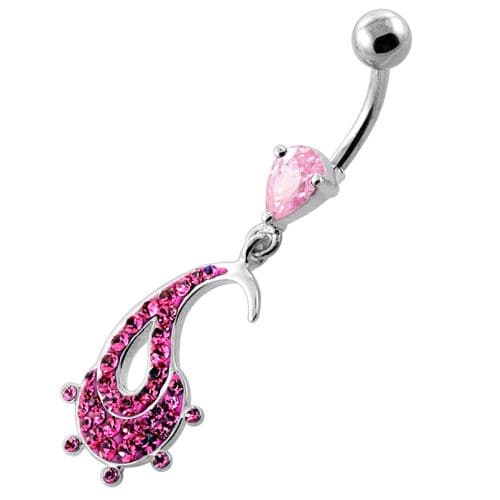 Multi Jeweled Hanging Fish Navel Belly Ring - Monster Piercing