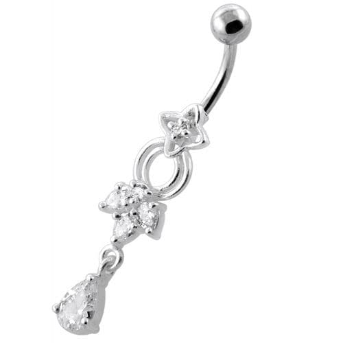 Fancy Jeweled Dangling Navel Belly Ring - Monster Piercing