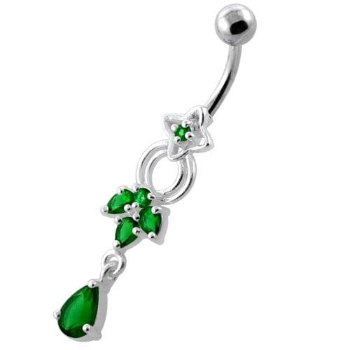 Fancy Jeweled Dangling Navel Belly Ring - Monster Piercing