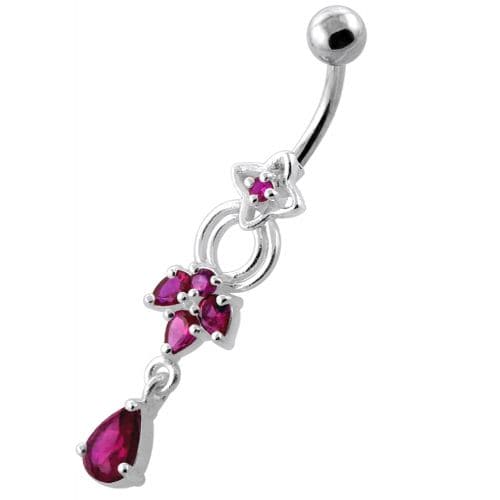 Fancy Jeweled Dangling Navel Belly Ring - Monster Piercing