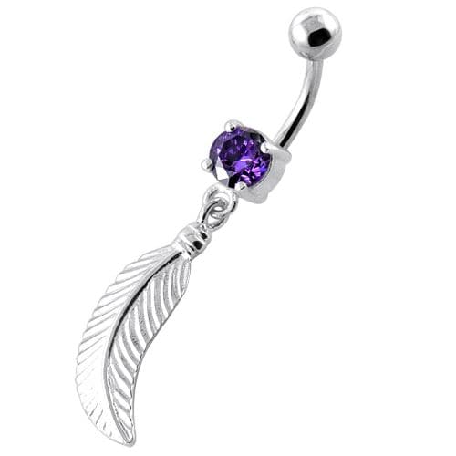 Linear Leaf cute belly button ring - Monster Piercing