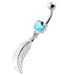 Linear Leaf cute belly button ring - Monster Piercing