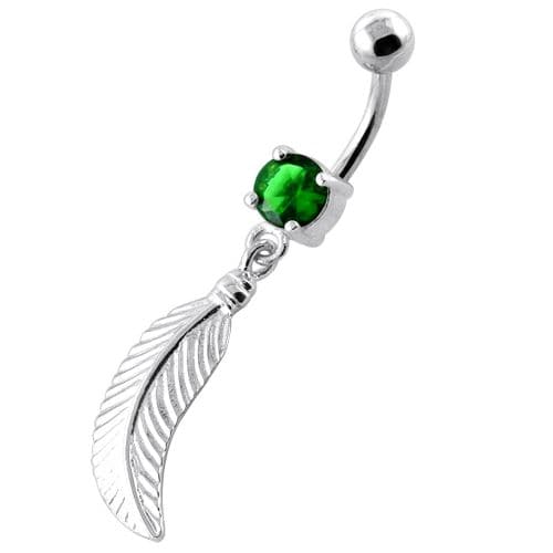 Linear Leaf cute belly button ring - Monster Piercing