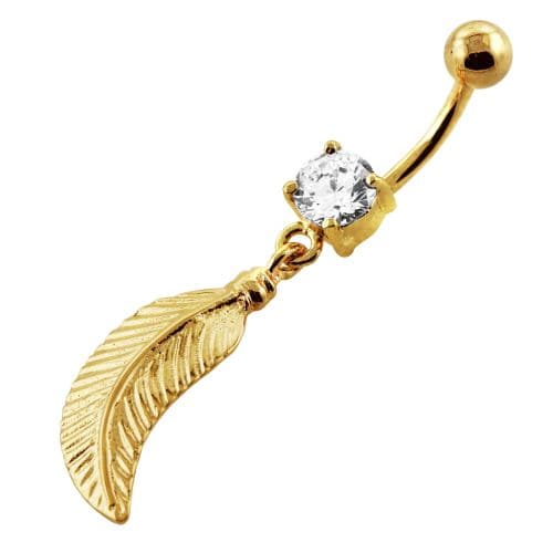 Linear Leaf cute belly button ring - Monster Piercing