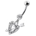 Multi Jeweled Heart and Arrow belly button ring - Monster Piercing