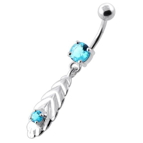 Jeweled Oblong Leaf naval piercing - Monster Piercing