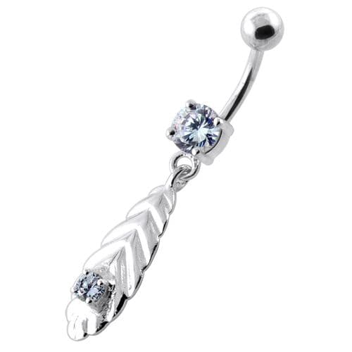 Jeweled Oblong Leaf naval piercing - Monster Piercing