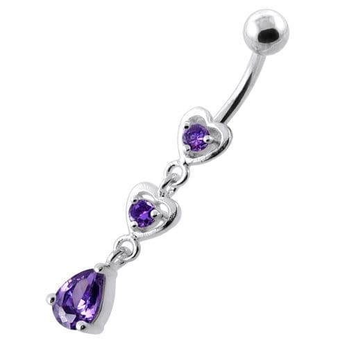 Jeweled Twin Heart belly button jewellery - Monster Piercing