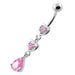 Jeweled Twin Heart belly button jewellery - Monster Piercing