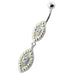 Multi Jeweled Twin Oval belly bar - Monster Piercing