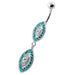 Multi Jeweled Twin Oval belly bar - Monster Piercing