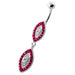 Multi Jeweled Twin Oval belly bar - Monster Piercing