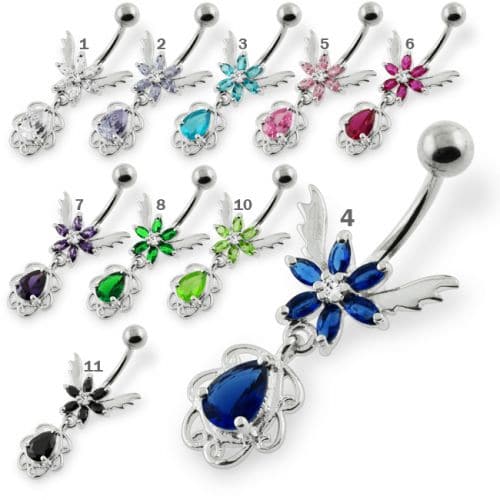 Flower with Wings navel ring - Monster Piercing