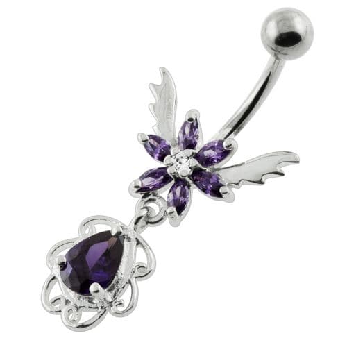 Flower with Wings navel ring