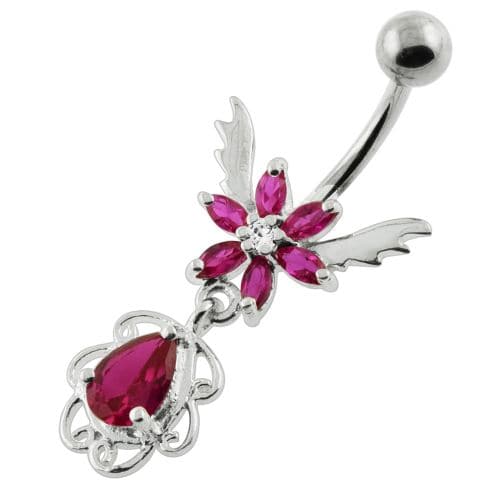 Flower with Wings navel ring