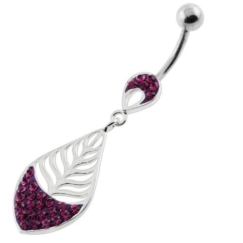 Half Jeweled Leaf Navel belly piercing - Monster Piercing