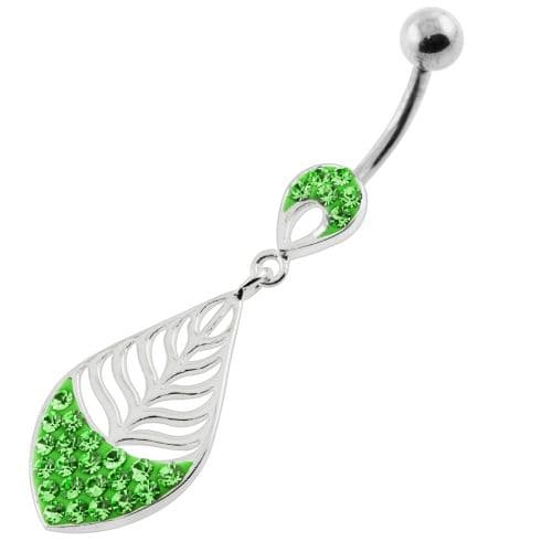 Half Jeweled Leaf Navel belly piercing - Monster Piercing