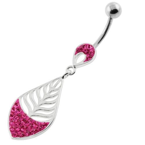 Half Jeweled Leaf Navel belly piercing - Monster Piercing