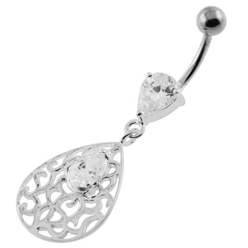 Jeweled Tear Drop Pattern belly piercing - Monster Piercing