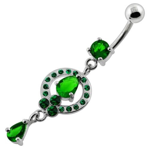 Fancy jeweled Frame Dangling Navel Belly Piercing - Monster Piercing