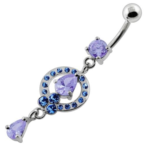 Fancy jeweled Frame Dangling Navel Belly Piercing - Monster Piercing