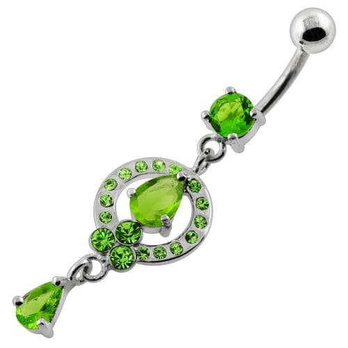 Fancy jeweled Frame Dangling Navel Belly Piercing - Monster Piercing