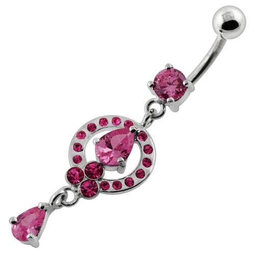 Fancy jeweled Frame Dangling Navel Belly Piercing - Monster Piercing