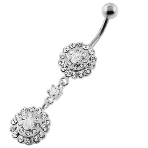 Two step Jeweled Round belly button piercing - Monster Piercing