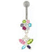 Flower with Dangling butterfly Navel Belly Piercing - Monster Piercing