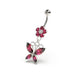 Flower with Dangling butterfly Navel Belly Piercing - Monster Piercing