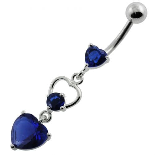 Jeweled Heart Cutout Navel Belly Piercing - Monster Piercing