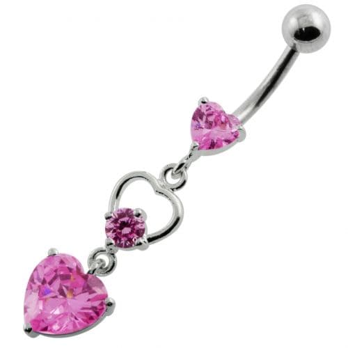 Jeweled Heart Cutout Navel Belly Piercing - Monster Piercing