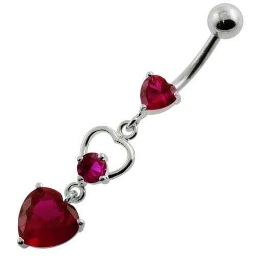 Jeweled Heart Cutout Navel Belly Piercing - Monster Piercing