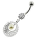 Hanging Pearl in Multi Jeweled Flower Belly Piercing - Monster Piercing