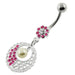 Hanging Pearl in Multi Jeweled Flower Belly Piercing - Monster Piercing