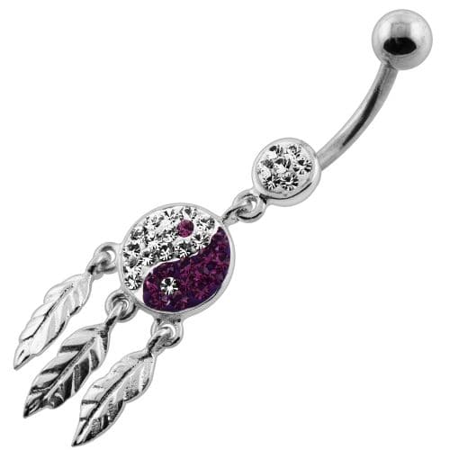 Ying Yang with Dream Catcher Navel Belly Piercing - Monster Piercing