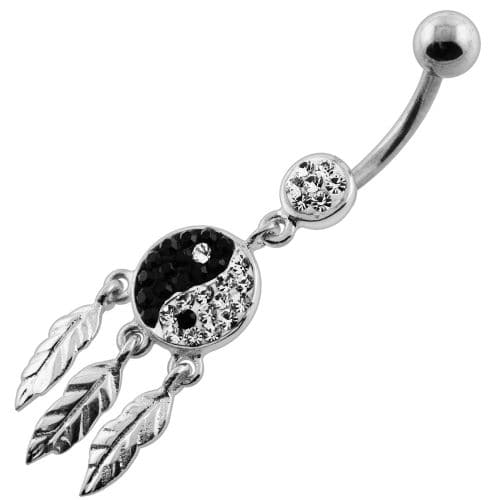 Ying Yang with Dream Catcher Navel Belly Piercing - Monster Piercing