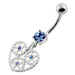 Heart With Jeweled Gear Navel Belly Piercing - Monster Piercing