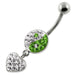 Multi Jeweled Ying Yang with Dangling Heart Navel Belly Piercing - Monster Piercing