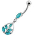 Framed Jeweled Leaf Dangling Navel Belly Piercing - Monster Piercing