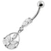 Framed Jeweled Leaf Dangling Navel Belly Piercing - Monster Piercing