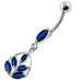 Framed Jeweled Leaf Dangling Navel Belly Piercing - Monster Piercing