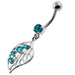 Jeweled Leaf Navel Belly Button Piercing - Monster Piercing