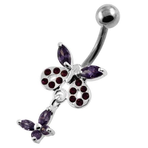 Jeweled Tiny Butterfly Belly Button Piercing - Monster Piercing