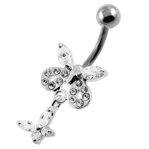 Jeweled Tiny Butterfly Belly Button Piercing - Monster Piercing