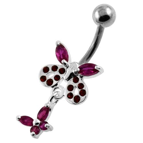 Jeweled Tiny Butterfly Belly Button Piercing - Monster Piercing