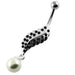 Multi Jeweled Leaf with Pearl Belly Button Piercing - Monster Piercing