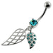 Dangling Jeweled Leaf Belly Button Piercing - Monster Piercing