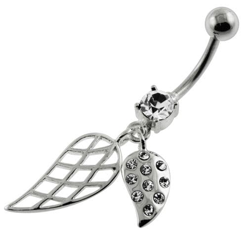 Dangling Jeweled Leaf Belly Button Piercing - Monster Piercing