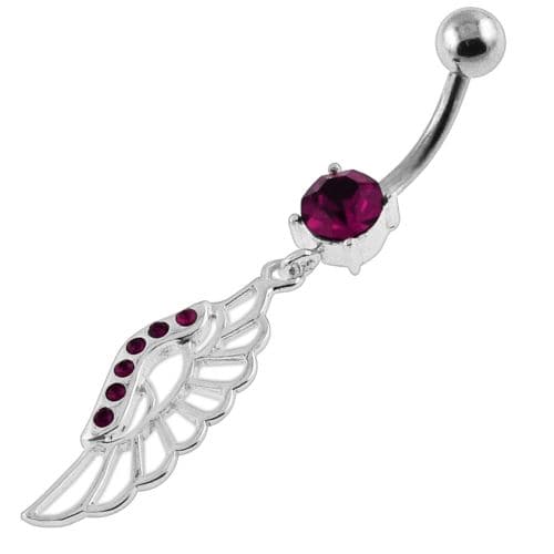 Dangling Fancy Jeweled Wings Navel Belly Piercing - Monster Piercing